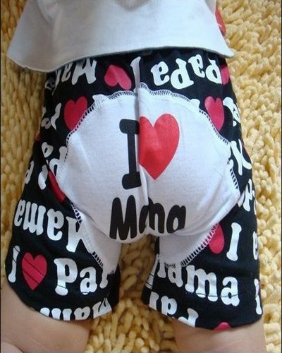 kids shorts black white red with words